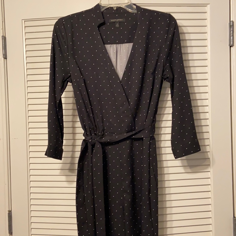 Black white quarter sleeve Jumpsuit